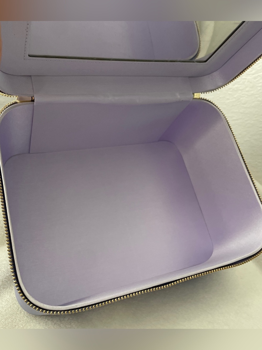 Tatcha Lavender Vanity Case Makeup Organizer Travel Cosmetic Box Mirror Gold Zip - Picture 8 of 14